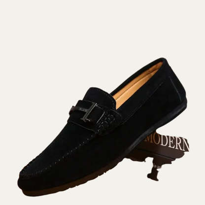 Men's Leather Smart Slip On Loafers Shoes - OutfitLondon