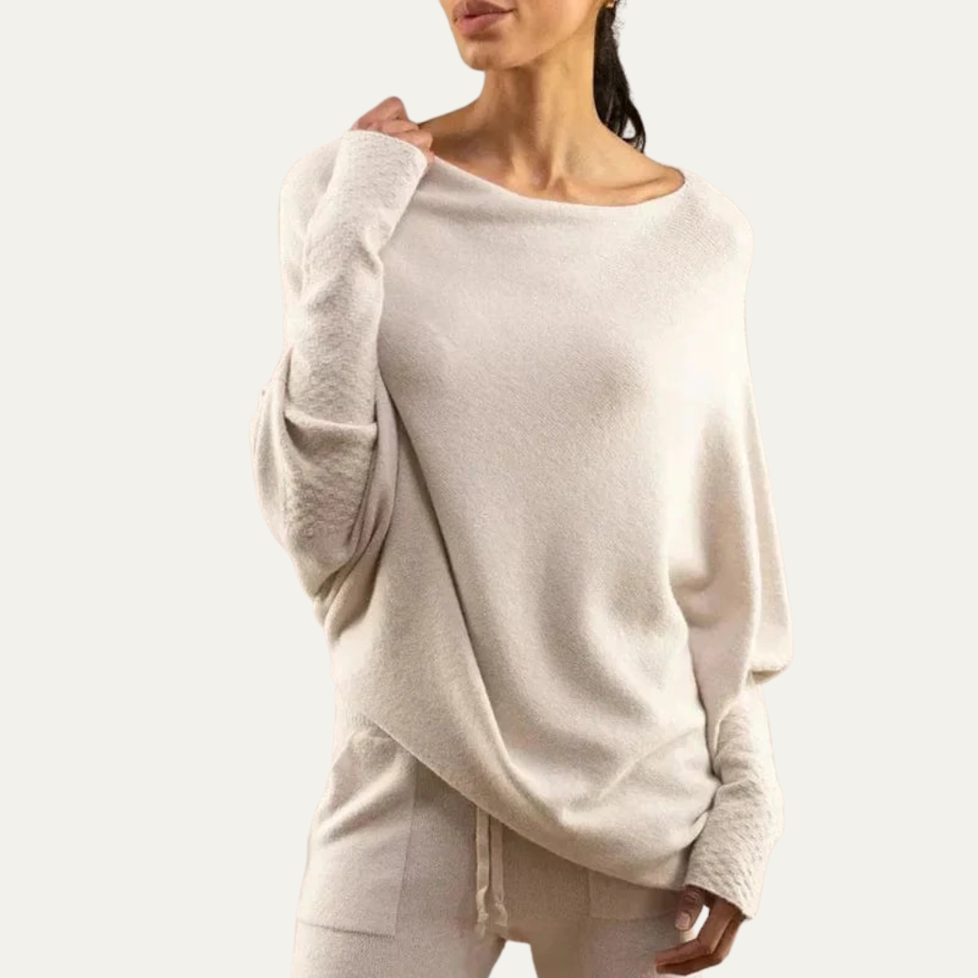 Casual Drop Shoulder Cozy Knit Sweater - OutfitLondon
