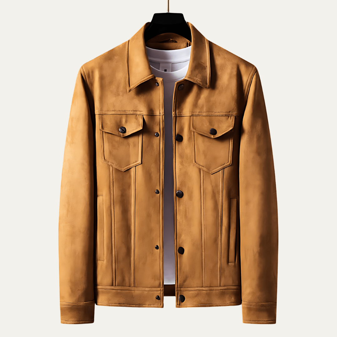 Classic Faux Leather Trucker Jacket for Men - OutfitLondon