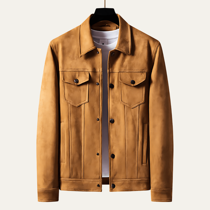Classic Faux Leather Trucker Jacket for Men - OutfitLondon