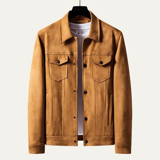 Classic Faux Leather Trucker Jacket for Men - OutfitLondon