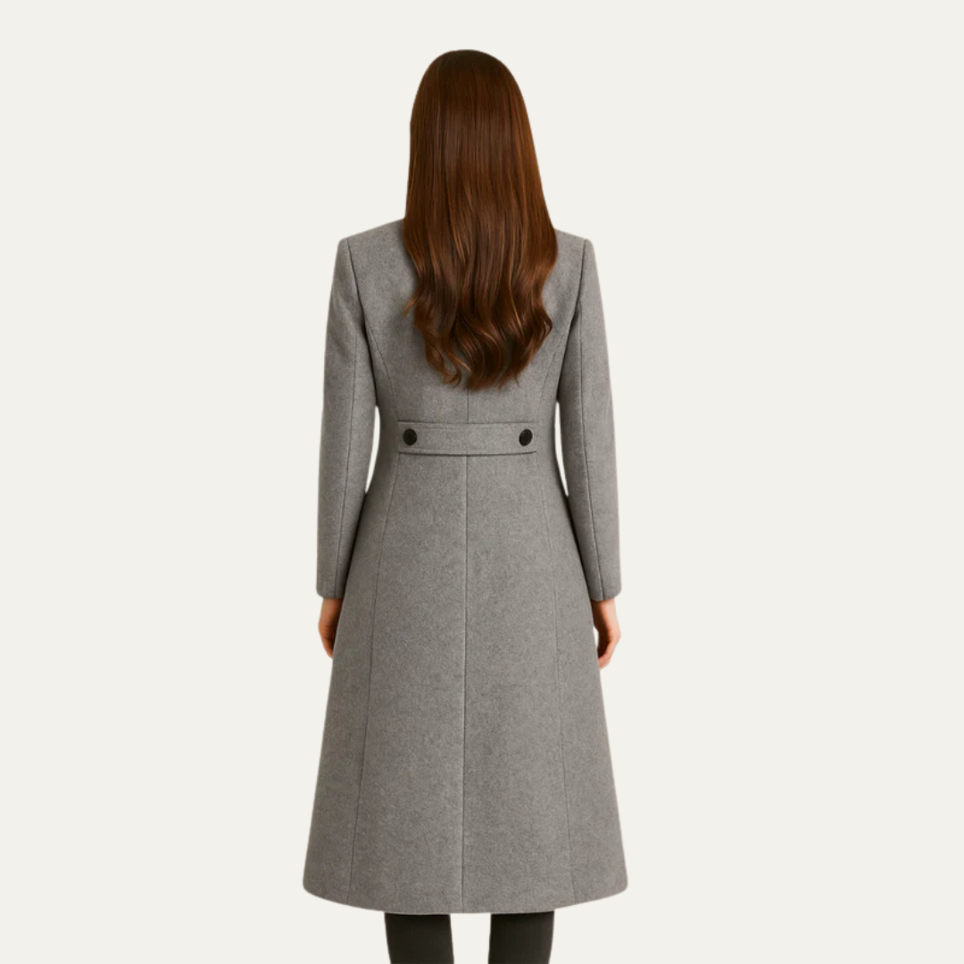 Classic Fit Mid Length Lady Coat with High Neck