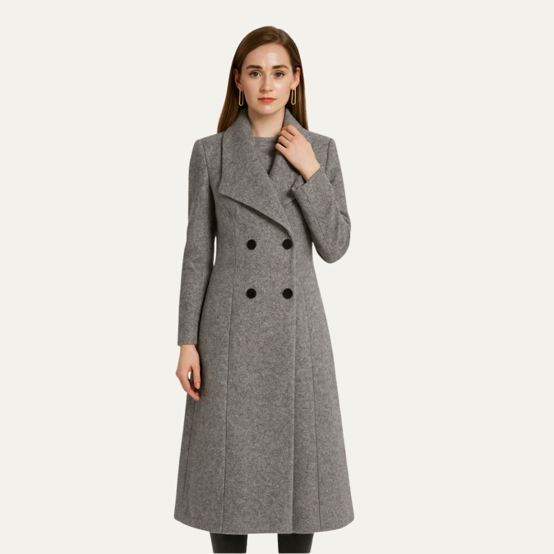 Classic Fit Mid Length Lady Coat with High Neck