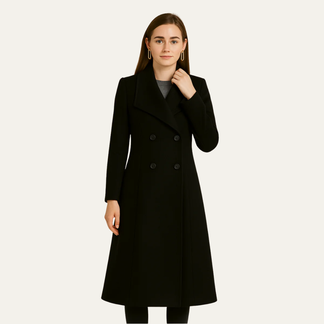 Classic Fit Mid Length Lady Coat with High Neck - OutfitLondon