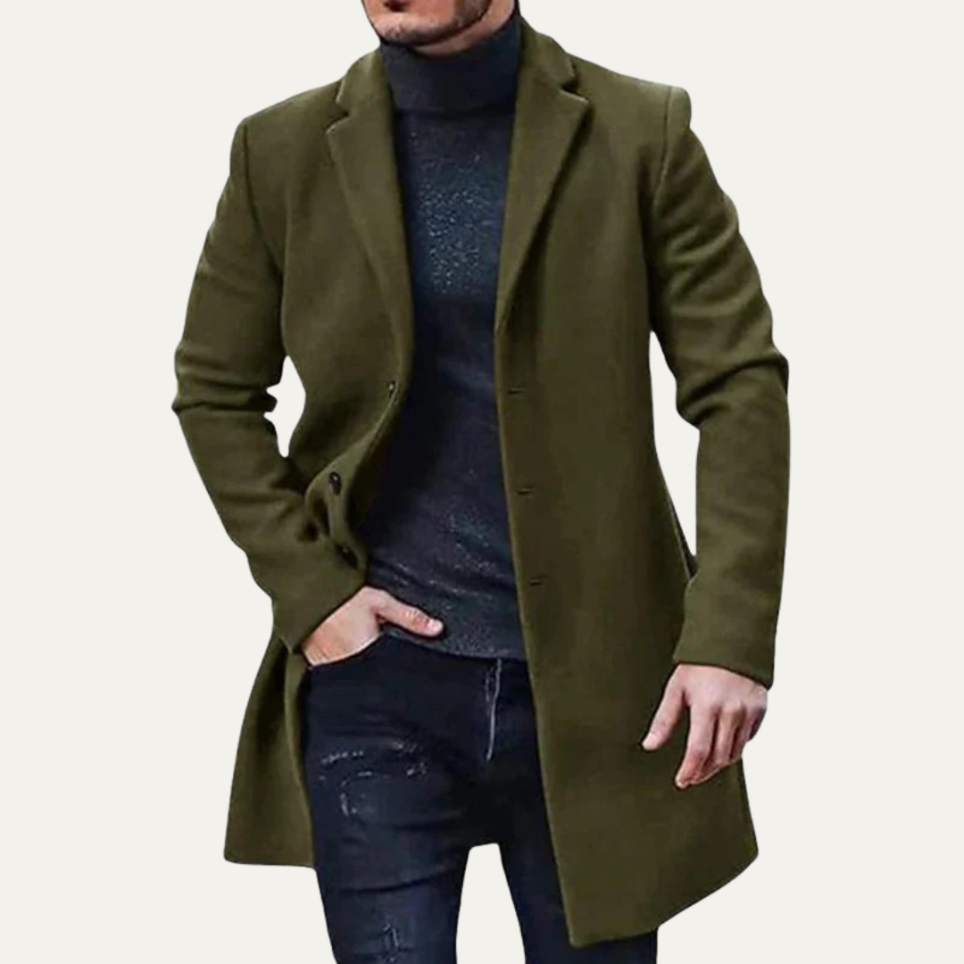 Warm Men's Long Wool Pea Coat