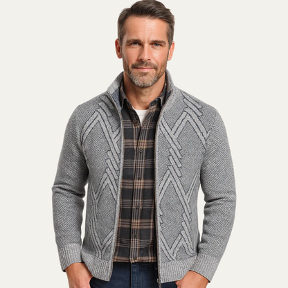 Men's Crew Neck Zip Up Sweater Cardigan - OutfitLondon
