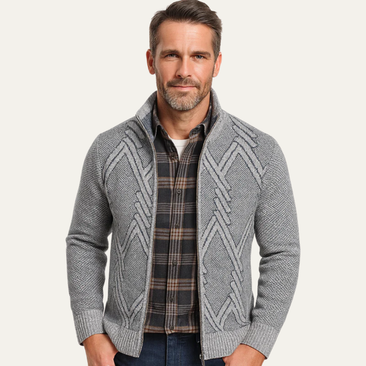 Men's Crew Neck Zip Up Sweater Cardigan - OutfitLondon