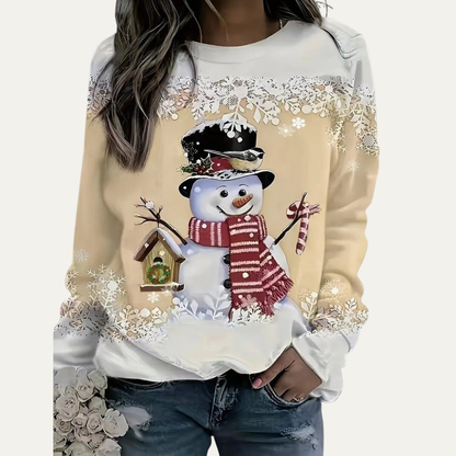 Fun Holiday Snowman Crew Neck Sweater