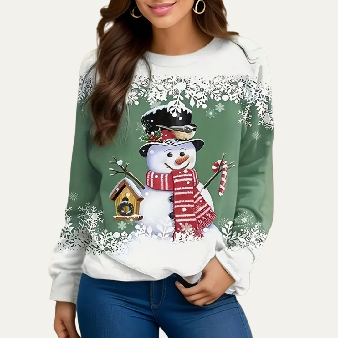 Fun Holiday Snowman Crew Neck Sweater