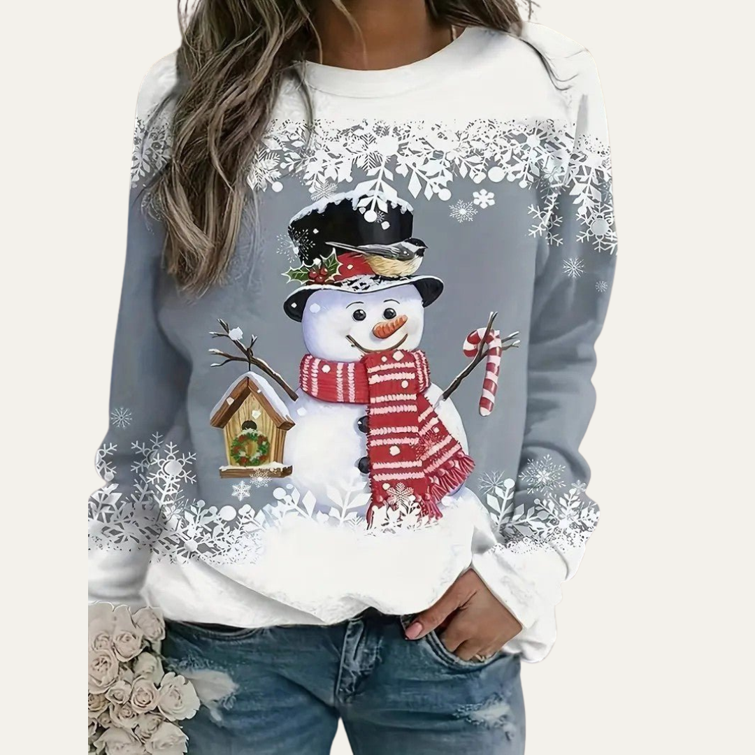 Fun Holiday Snowman Crew Neck Sweater
