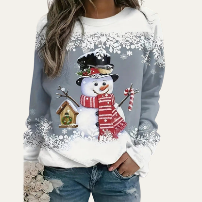 Fun Holiday Snowman Crew Neck Sweater
