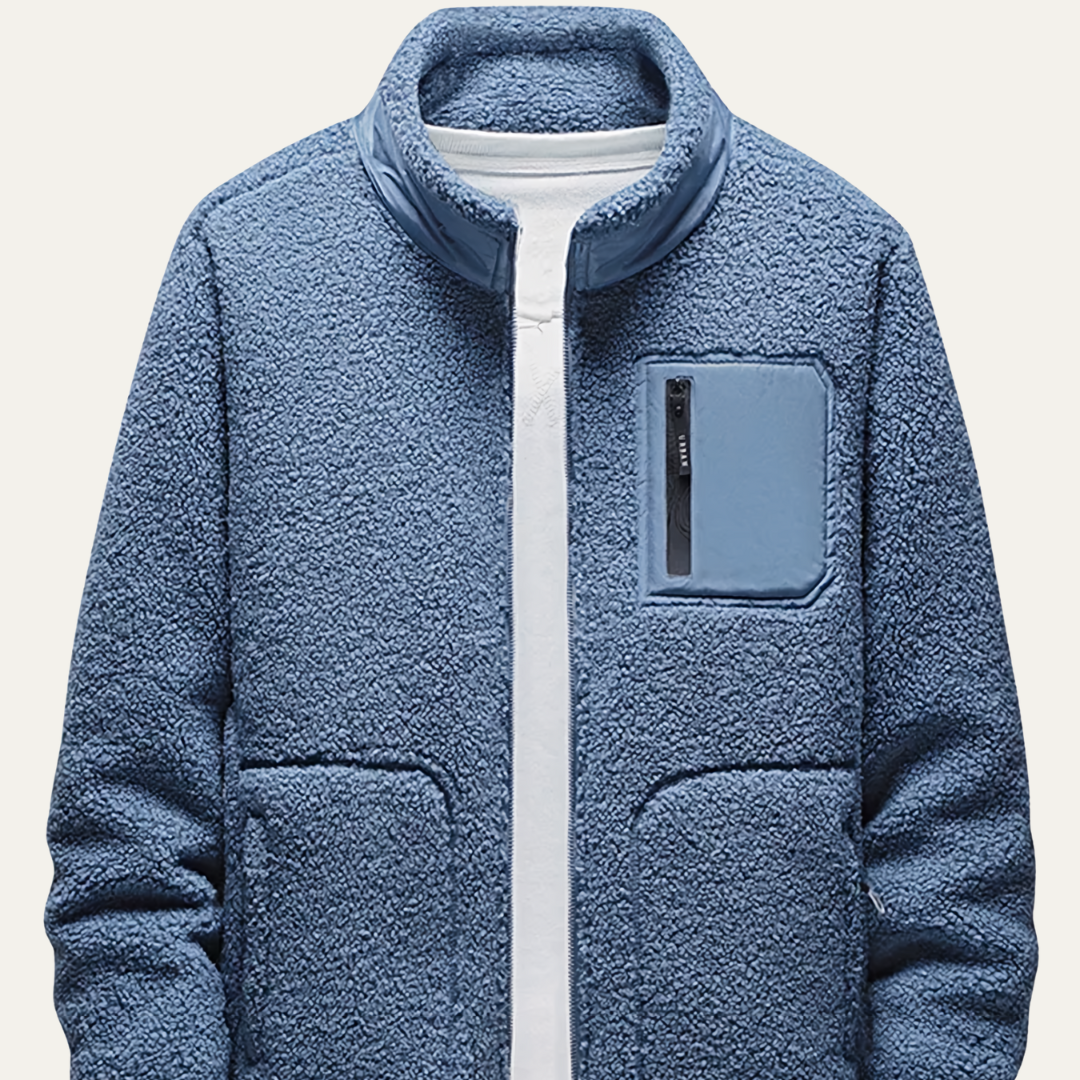 Warm Men's Fleece Zip Up Jacket with Pocket