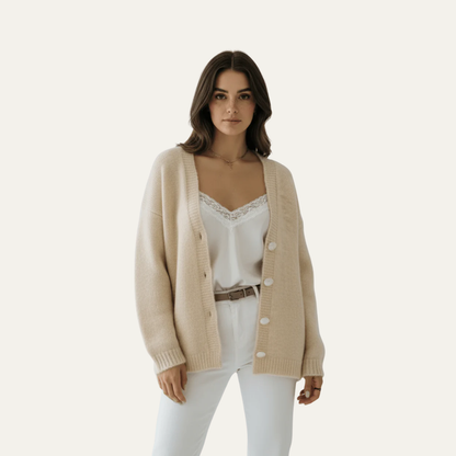 Women's Cozy Chunky Knit Button Sweater - OutfitLondon