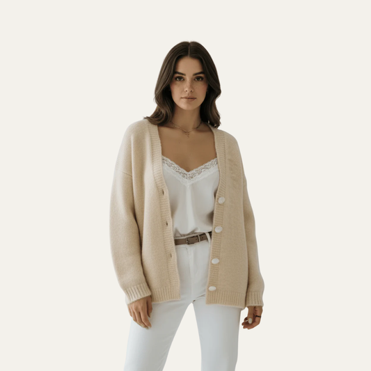 Women's Cozy Chunky Knit Button Sweater - OutfitLondon