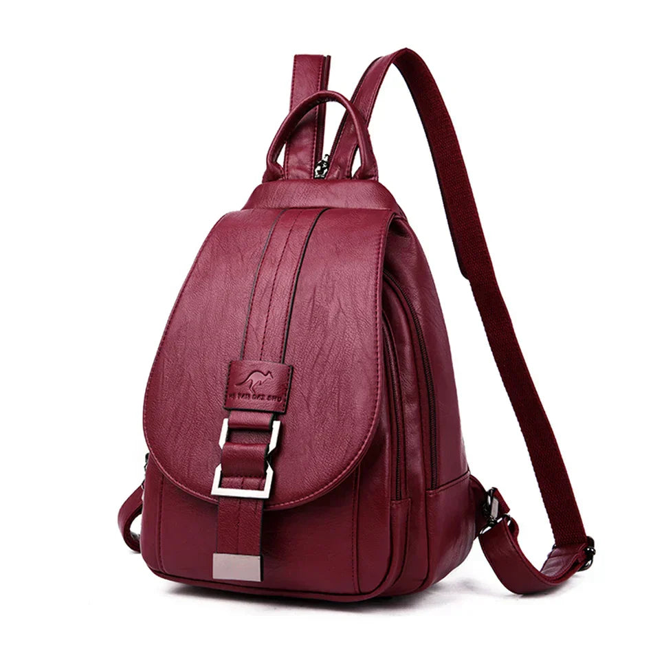 Durable Waterproof Ladies Leather Backpack - OutfitLondon