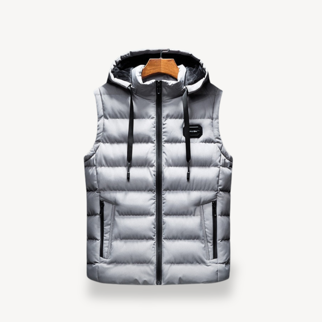 Warm Hooded Mens Puffer Jacket Vest