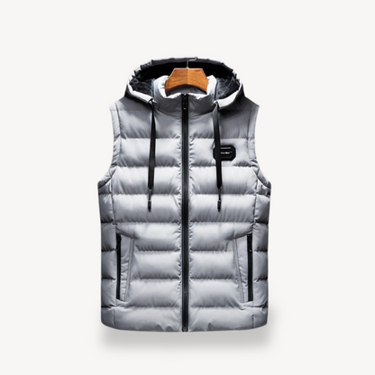 Warm Hooded Mens Puffer Jacket Vest