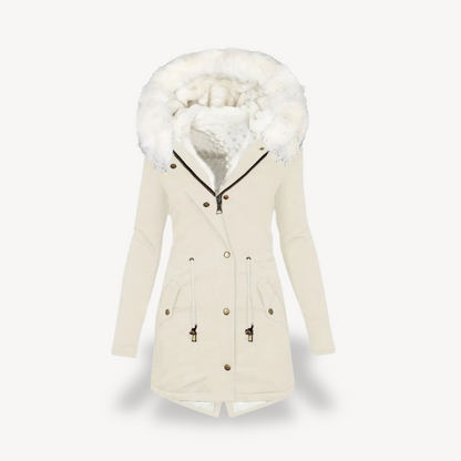 Ladies Synthetic Fur Hooded Coat Jacket