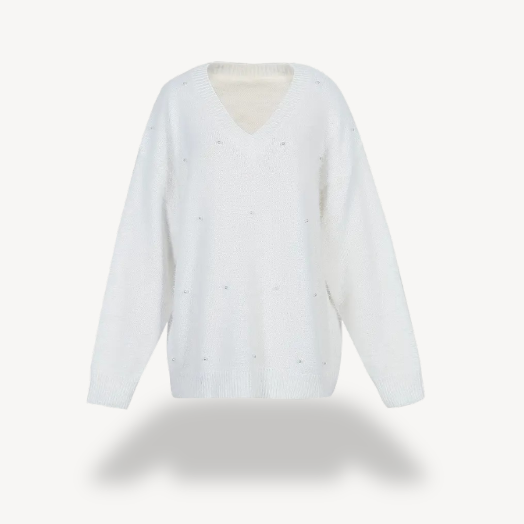 Classic V Neck Knit Sweater for Ladies