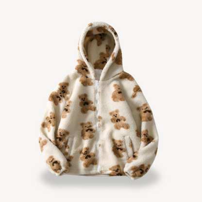 Cute Bear Print Women's Hoodie Jacket