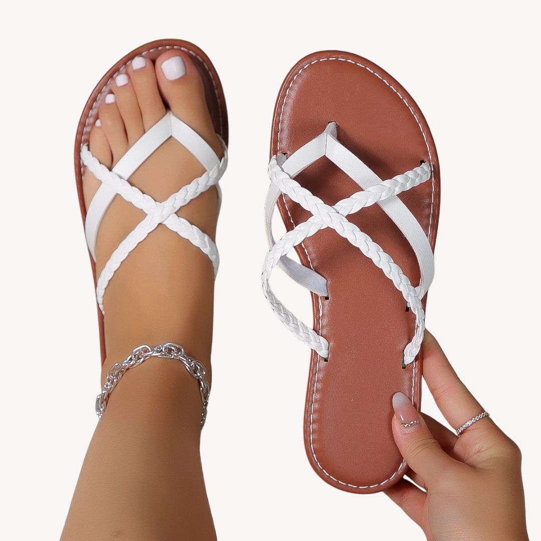 Comfortable Womens Woven Flat Summer Sandals - OutfitLondon