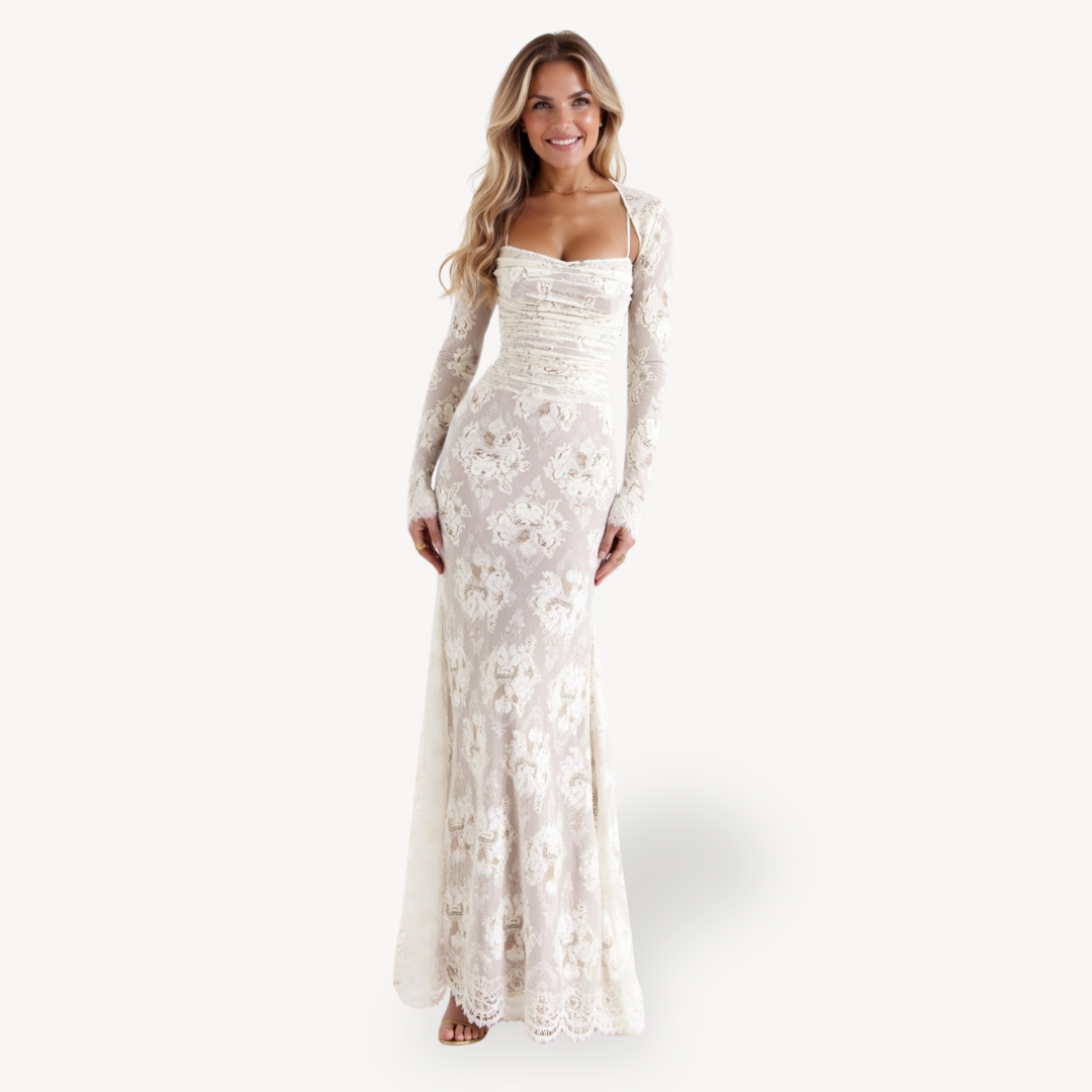 Elegant Lace Long Sleeve Dress - OutfitLondon
