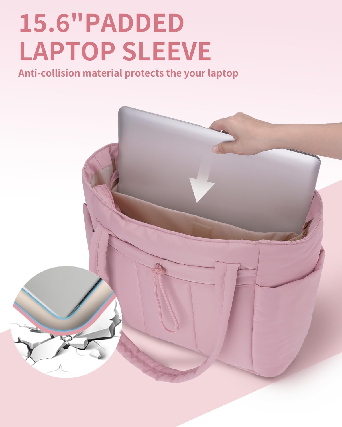 Insulated Water Bottle Tote Bag with Laptop Compartment