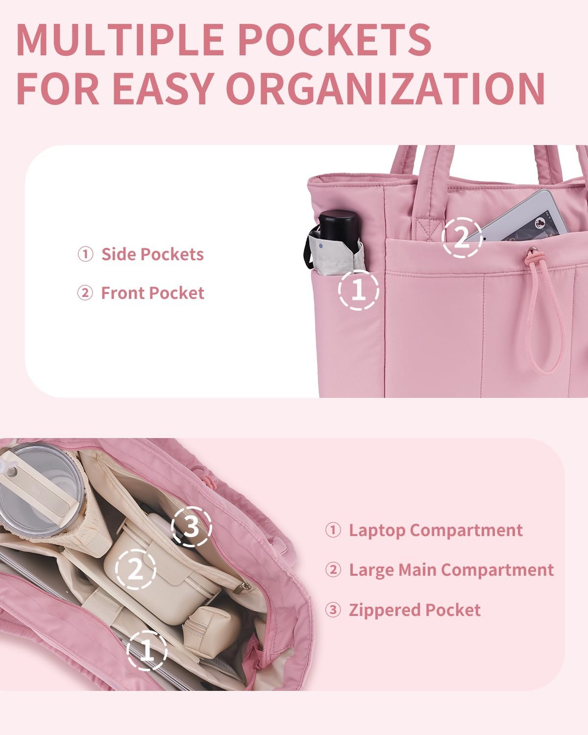 Insulated Water Bottle Tote Bag with Laptop Compartment