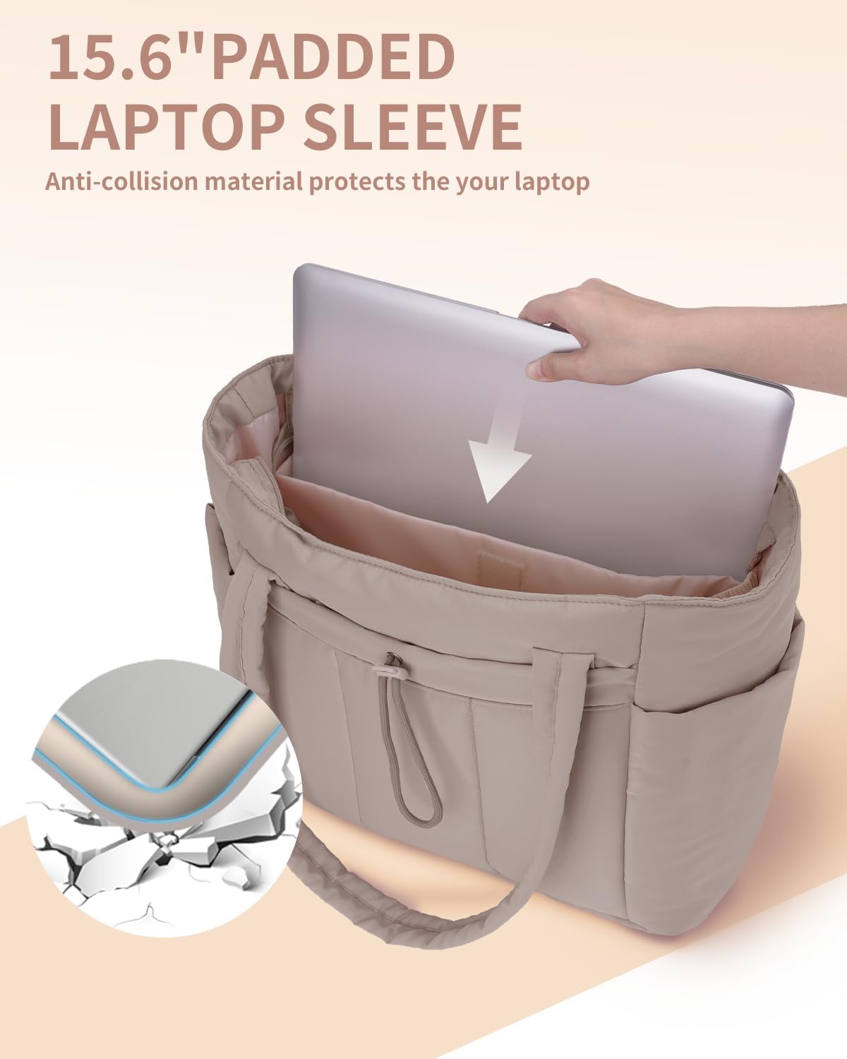 Insulated Water Bottle Tote Bag with Laptop Compartment