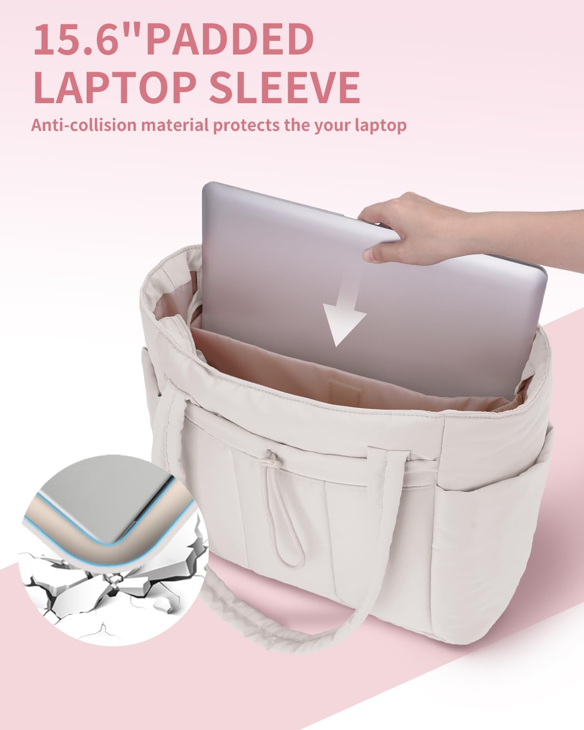 Insulated Water Bottle Tote Bag with Laptop Compartment