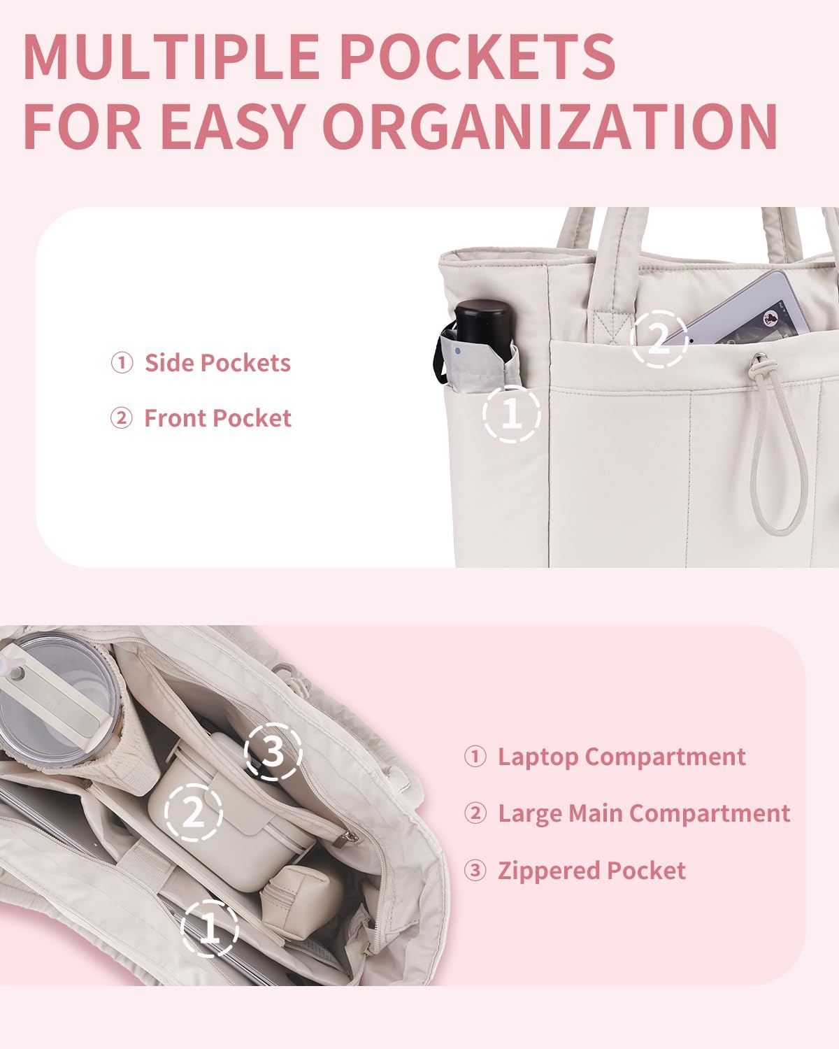 Insulated Water Bottle Tote Bag with Laptop Compartment