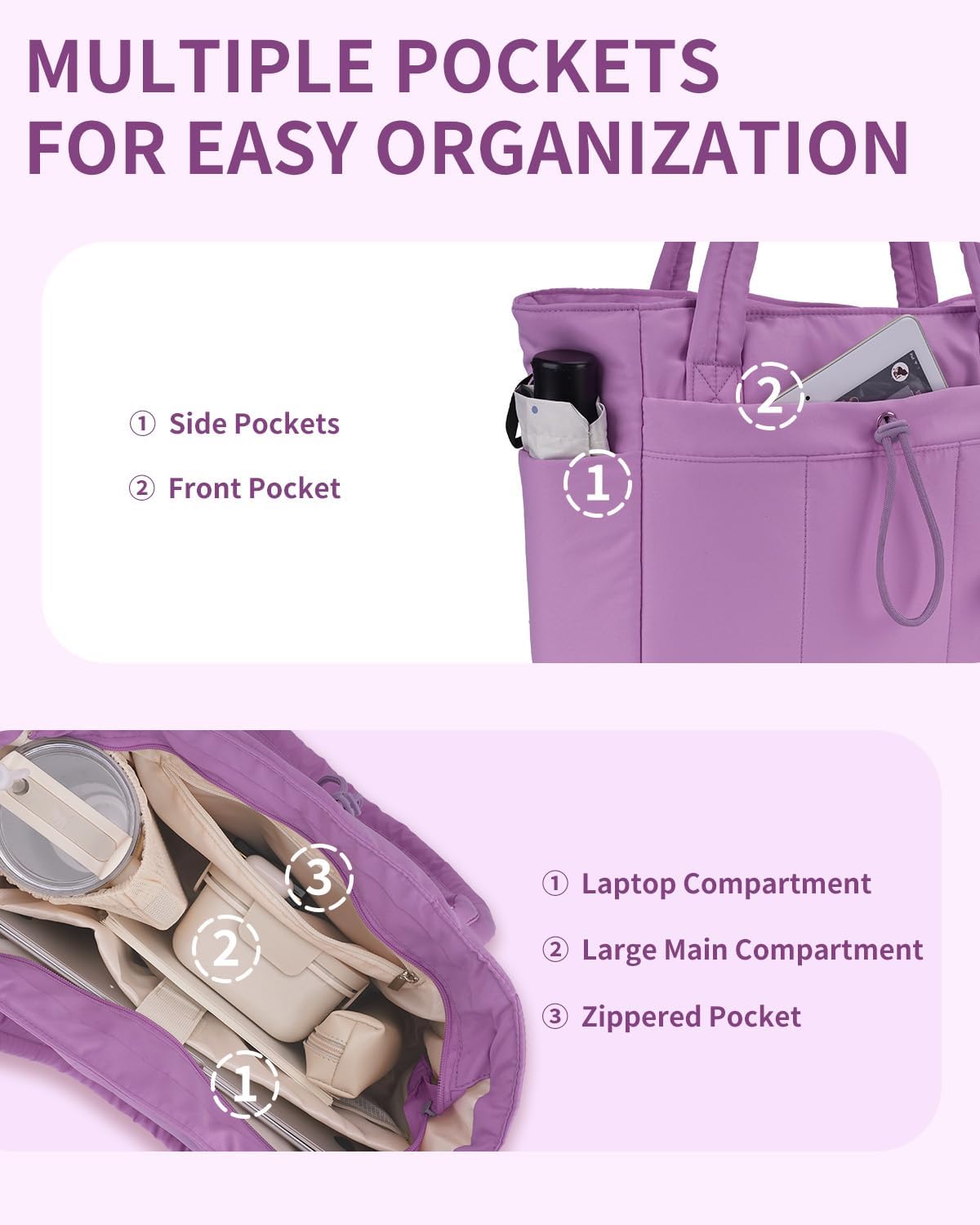 Insulated Water Bottle Tote Bag with Laptop Compartment