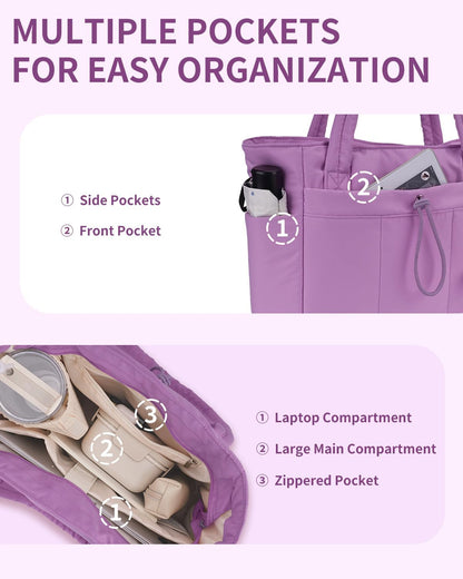 Insulated Water Bottle Tote Bag with Laptop Compartment