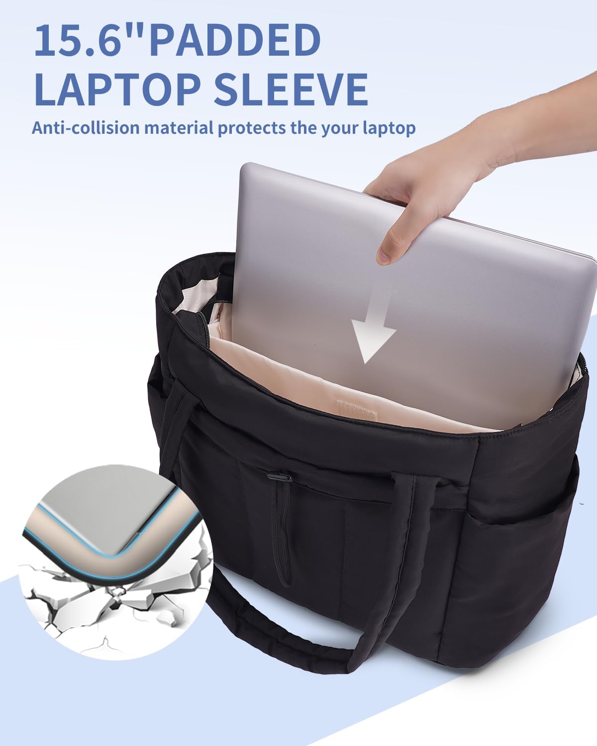 Insulated Water Bottle Tote Bag with Laptop Compartment