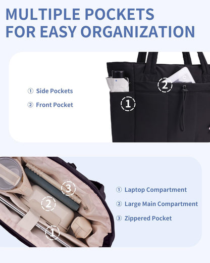 Insulated Water Bottle Tote Bag with Laptop Compartment