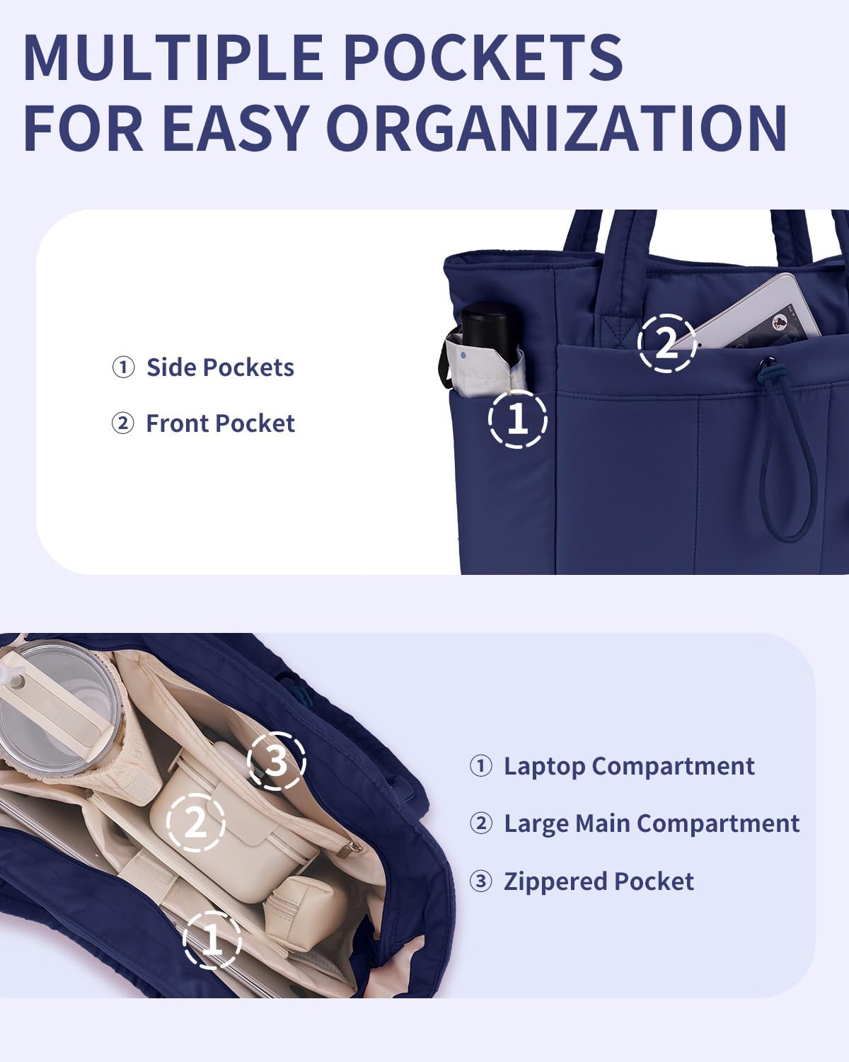 Insulated Water Bottle Tote Bag with Laptop Compartment