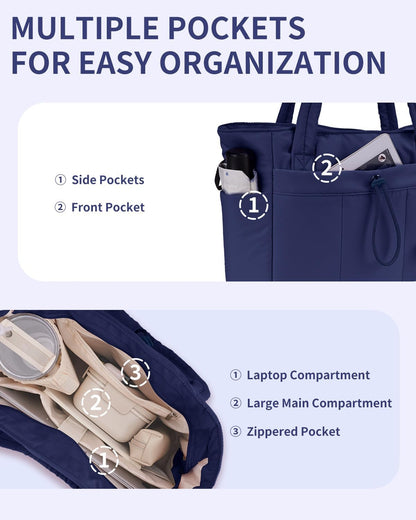 Insulated Water Bottle Tote Bag with Laptop Compartment