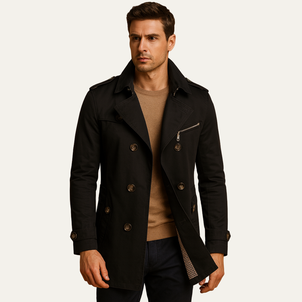 Classic Double Breasted Long Trench Coat - OutfitLondon
