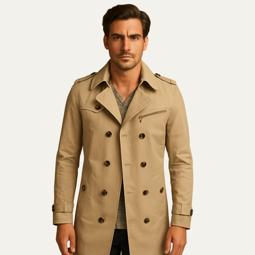 Classic Double Breasted Long Trench Coat