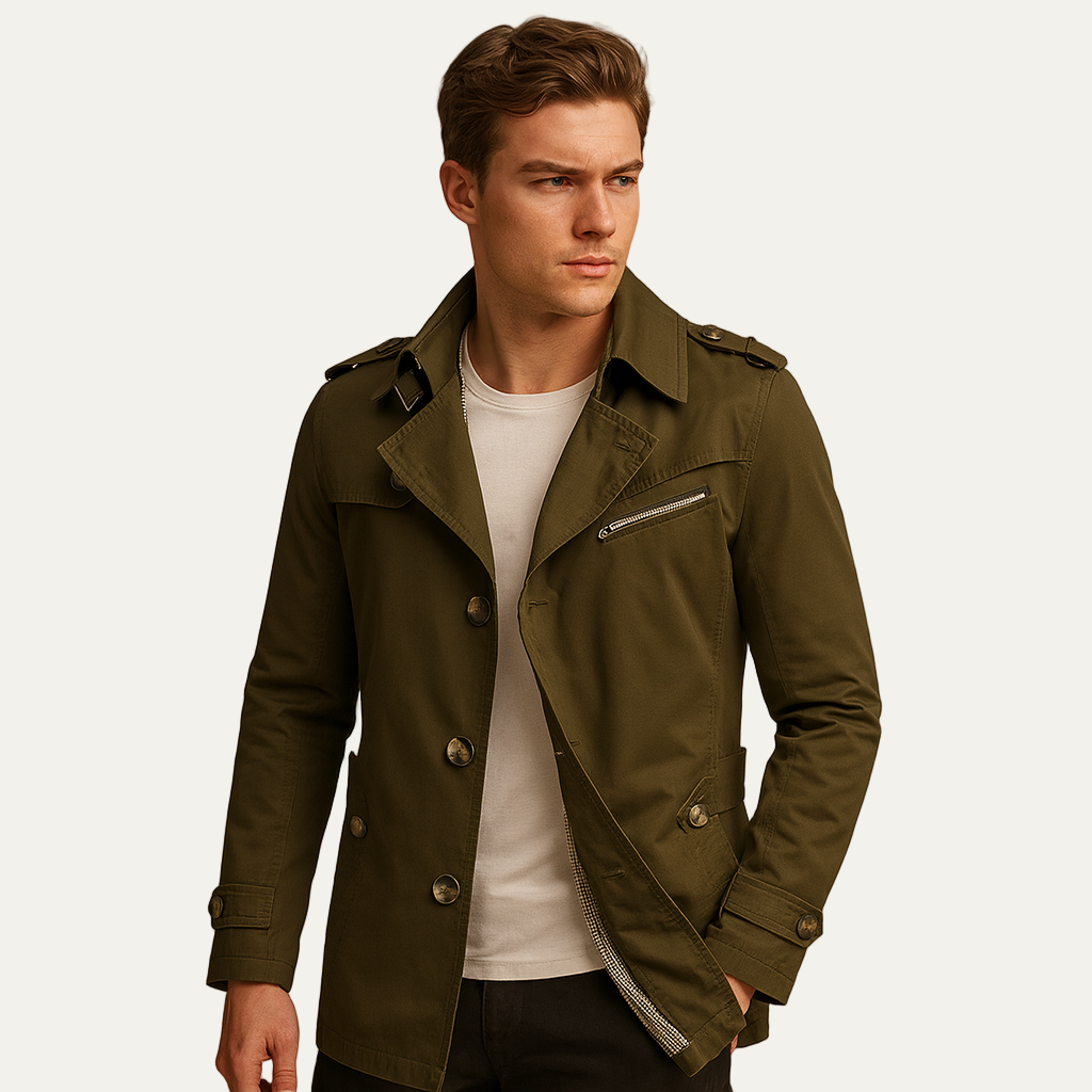 Classic Double Breasted Long Trench Coat
