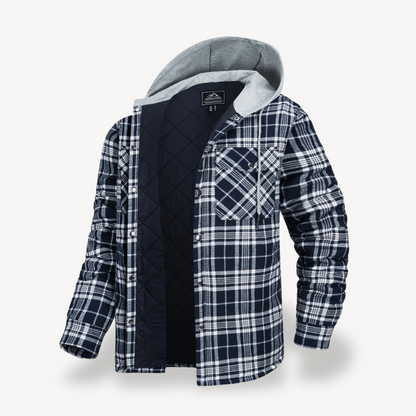 Warm Checked Hoodie Coat for Men