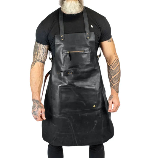 Men's Leather Welding Apron Fire Resistant Adjustable Straps - OutfitLondon
