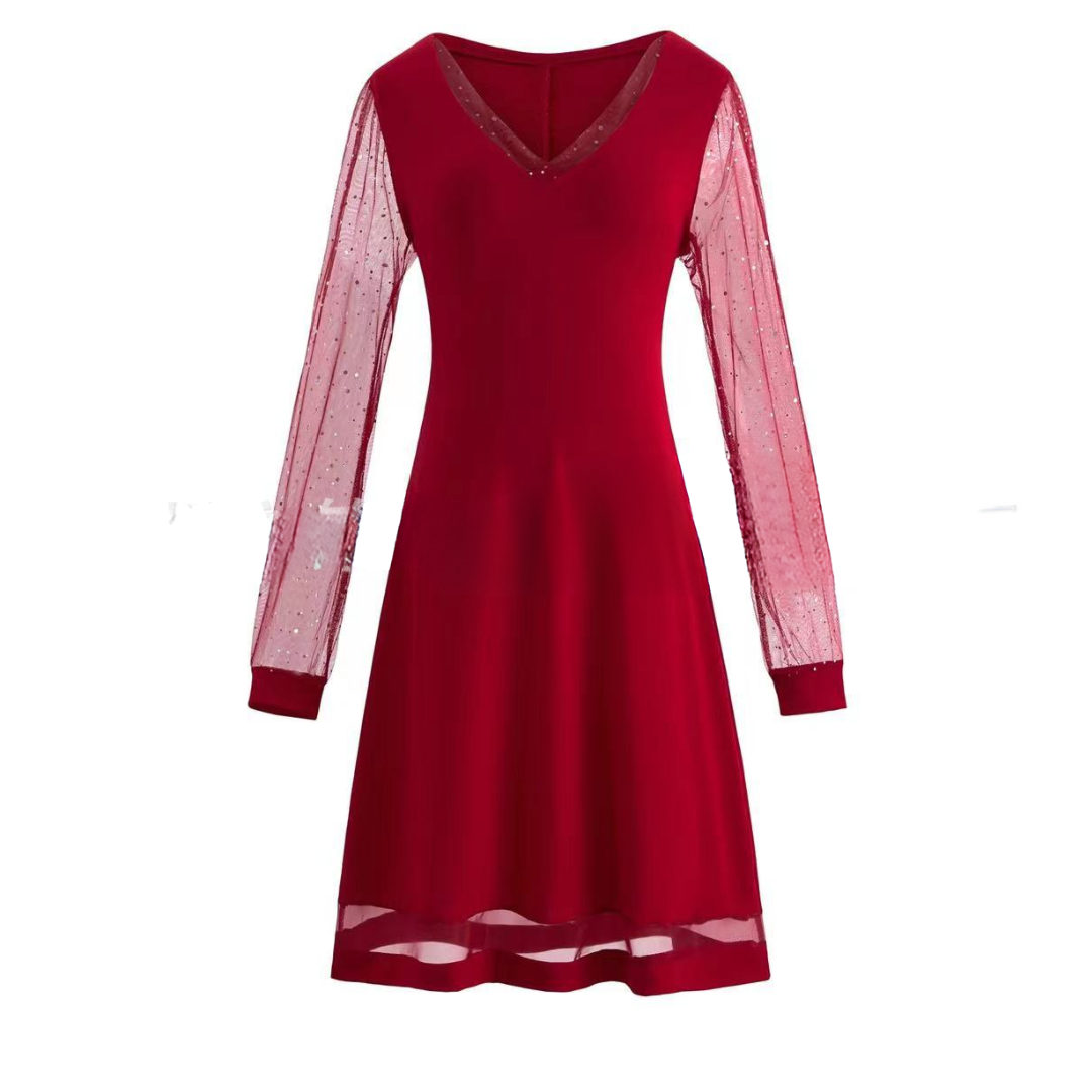 Elegant Lace Trim Women's Dress