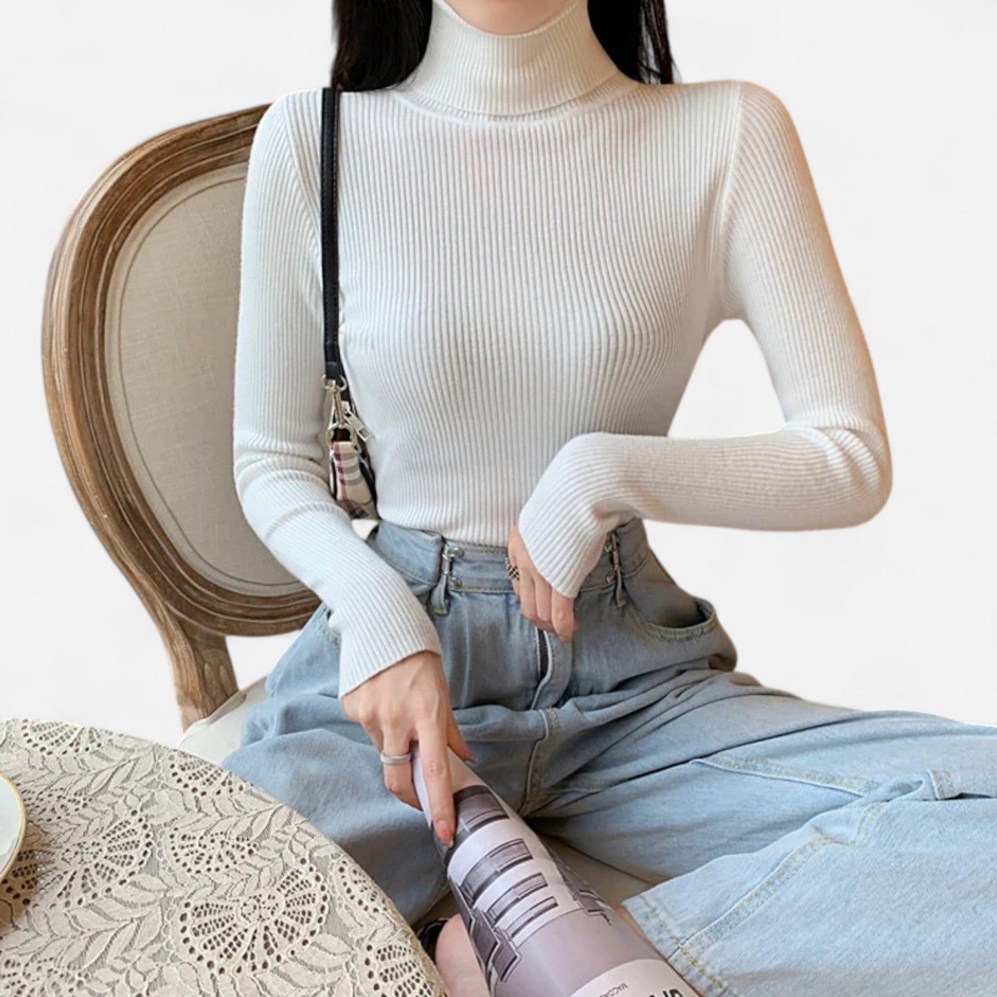 Warm Knitted Women's Turtleneck Jumper