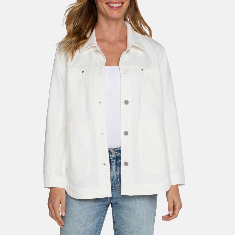 Women's Cotton Shirt Jacket White - OutfitLondon