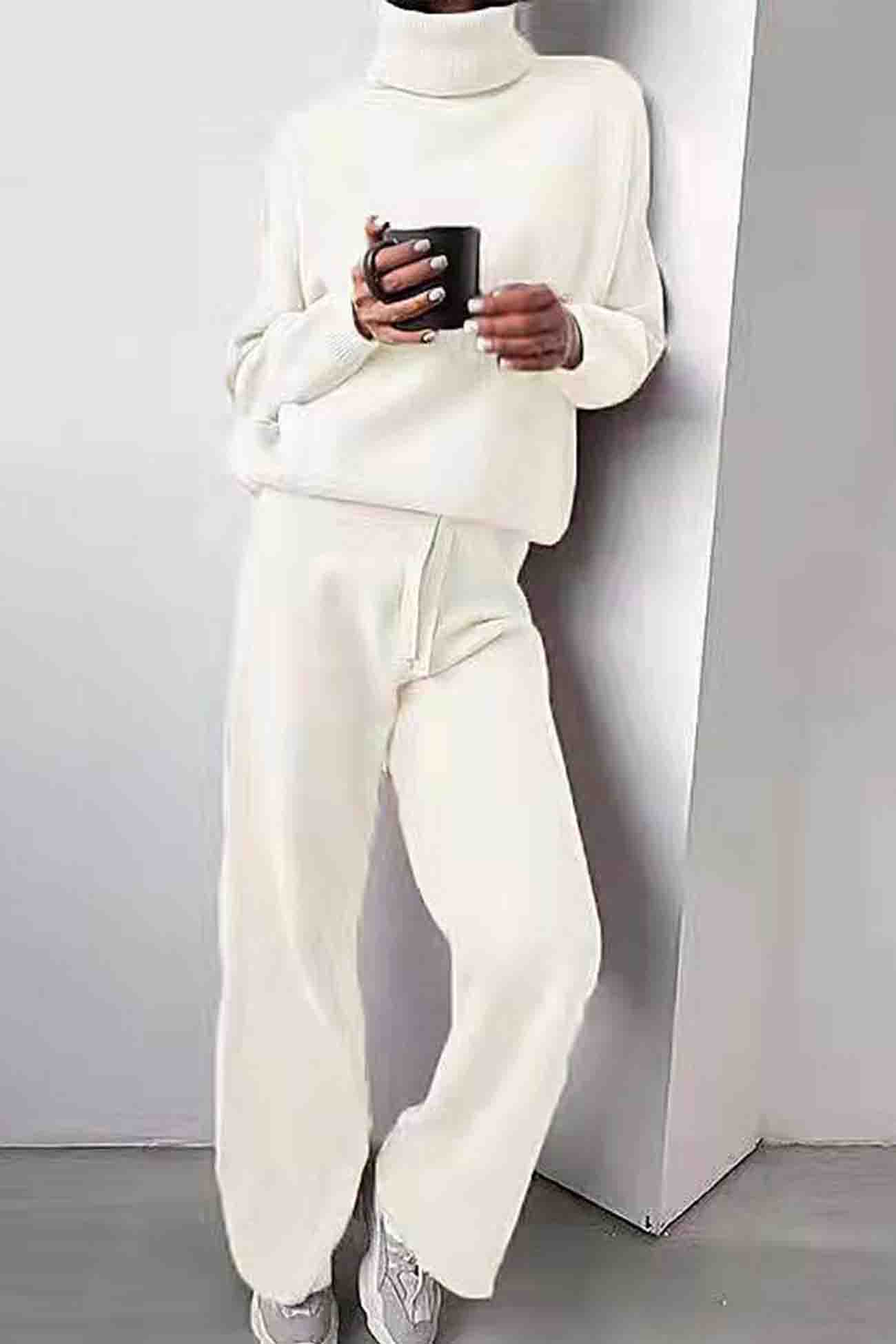 Soft Women's Sweater Turtleneck Top and Pant Set