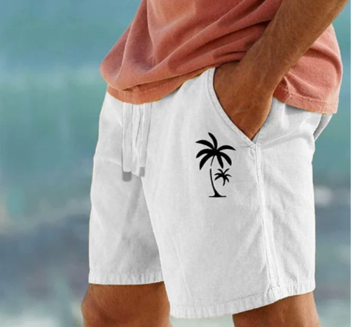 Beachy Summer Shorts with Leaf Print Design