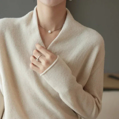 Comfortable Oversized Wrap Sweater | V Neck Long Sleeves