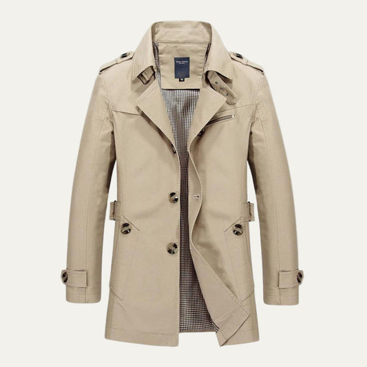 Men's Waterproof Long Belted Trench Coat - OutfitLondon