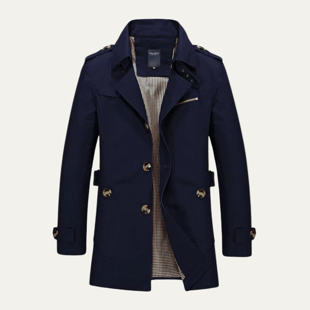Men's Waterproof Long Belted Trench Coat